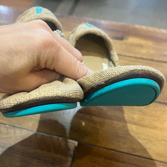 Tieks Tan Slippers with Blue Detail - Picture 3 of 7